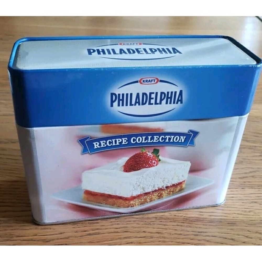 Kraft‎ Philadelphia Recipe Collection Metal Recipe Box Tin with Recipes 2013 EUC